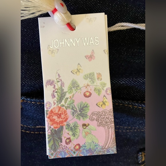 Johnny Was Dark Indigo Jeans w/ Embroidered Pockets/Front Seams & Slits/Size 6 - Picture 7 of 8